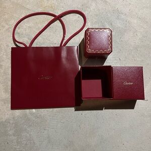 Cartier Burgundy Red Mini Shopping Bag with Ring Box